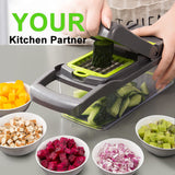 Vegetable Chopper Hand Spiralizer,Potato Spiral Cutter Garlic Onion Dicer Fruit Peeler,Veggie Slicer.